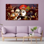 Radha Krishna Multicolor Canvas Wall Painting - Image 2