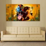 Radha Krishna Yellow-blue Canvas Wall Art Painting - Image 2