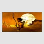Shree Ram Orange & Yellow Canvas Wall Art Painting