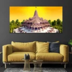 Shree Ram Temple Gold & Voilet Canvas Wall Art Painting - Image 2
