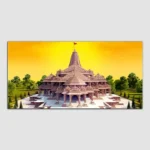 Shree Ram Temple Gold & Voilet Canvas Wall Art Painting
