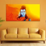 Shree Ram Orange & Yellow Canvas Wall Art Painting - Image 2