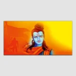 Shree Ram Orange & Yellow Canvas Wall Art Painting