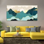 The golden mountains with sunset Canvas wall pinting - Image 2