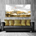 Golden Forest and Mountains Canvas Wall Painting - Image 2